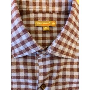 Peter Millar Crown Sport Gingham Check Button Down Shirt Mens Size Medium